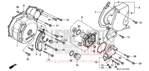 LEFT CRANKCASE COVER/ WATER PUMP XRV750R de 1994